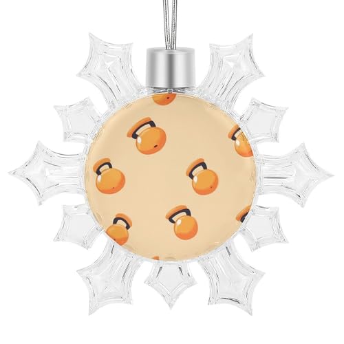 Orange Kettlebell Ornament – Snowflake Xmas Tree Decor