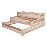 Hölzern Hochbeet Gartenbeet Aufsatzrahmen Pflanzkasten Blumenkasten zum Platzieren in Terrassen, Höfen, Gärten und Gewächshäusern, 3 Schichten, 123 x 124.5 x 53 cm
