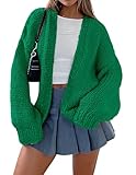 PRETTYGARDEN Cardigan Sweaters for Women Trendy Fall Fashion 2026 Long Sleeve Chunky Knit Cardigans Winter Clothing Outfits (Green,Large)