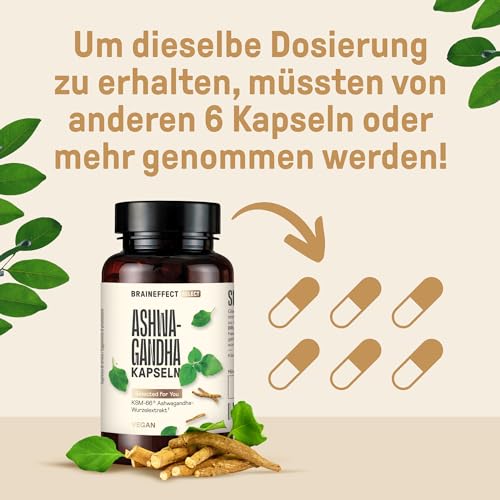 Ashwagandha Kapseln von BrainEffect – Hochdosierter Premium Extrakt