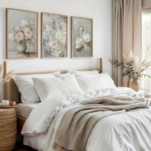 Peintures amour et fleurs pour habiller un mur vide sans cadre