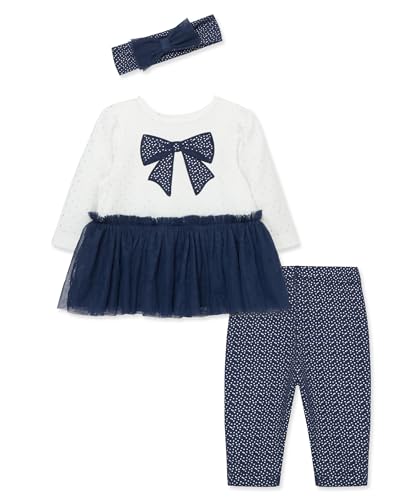 Little Me Clothes for Baby Girls' Sparkle Bow Tutu Set, Medieval Blue/Marshmallow, 24 Months