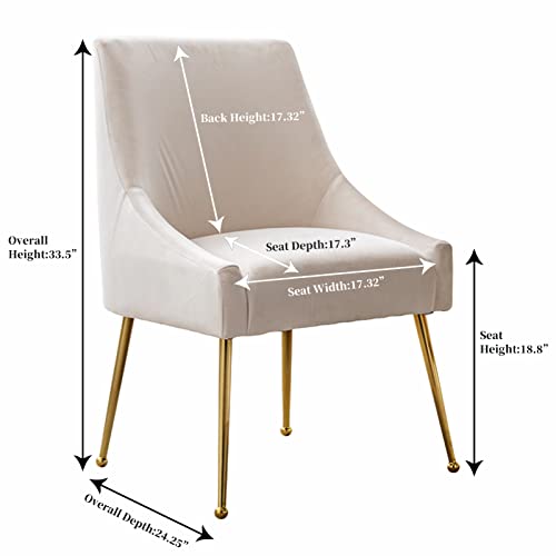 Restworld Velvet Dining Chairs Set Of 2, Furniture Collection Modern Contemporary Upholstered With Polished Gold Metal Legs(Beige) #TOP2