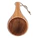 OUKENS 220ml Wooden Camping Cup, Heat Insulation Finely Polished Coffee Mug with Handle for Outdoor Hiking,Handcrafted Wood Camp Mug,Hardwood Cup (Single Hole Cup)