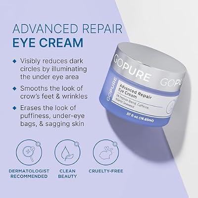 goPure Advanced Repair Eye Cream - Under Eye Cream for Puffiness, Bags, and Dark Circles, Visibly Improve the Look of Fine Lines, Wrinkles, and Crows Feet - 0.57 fl oz