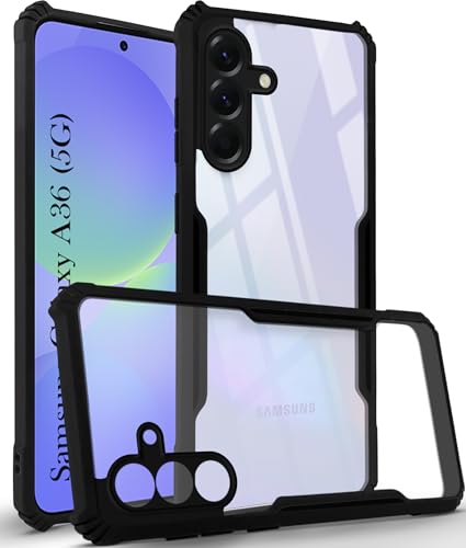 Image of Jkobi Back Cover Case for Samsung Galaxy A36 5G (Shockproof with Polycarbonate Clear Panel | Professional Black)