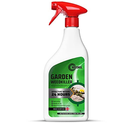 WeedKil Glyphosate Free Weed Killer 1 Litre - Harmless To Children & Pets Once Dry | Fast Acting Organic Natural Ingredients | Effective Within 24 Hours All Year Round | Ready To Use Spray Bottle