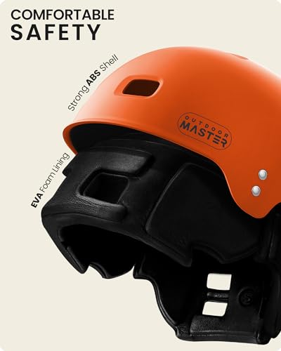 Image of OutdoorMaster Kayak Helmet, Adjustable Surf Helmet with Ear Pads | ABS + EVA, Quick-dry, 12 vents, Dial adjust, 304 stainless steel rivets, Fits 50-63cm, for water sports, Boating /Surfing