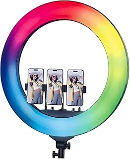 متوافق مع حلقة اضاءة RGB 560 سم بلو-كاما R56 برو سوفت ليد - دوران 360 درجة، تصميم مانع للانزلاق، جهاز تحكم عن بعد لاسلكي، حماية العين، سطوع قابل للتعديل ودرجة حرارة اللون