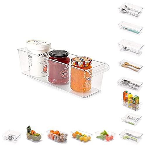 Cajón para nevera transparente PLASTIFIC: estante deslizante de 11x37x10 cm que ahorra espacio