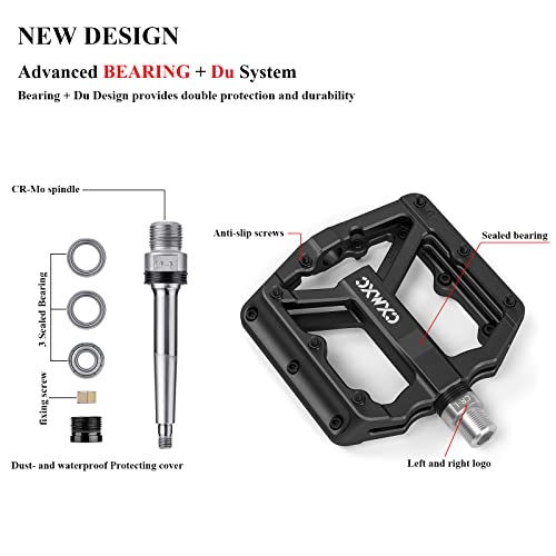 Mountain Bike Pedals - Lightweight Nylon Fiber Bicycle Pedals With Removable Anti Skid Nails - Bicycle Platform Pedals For Mtb 9/16 Inches #TOP4