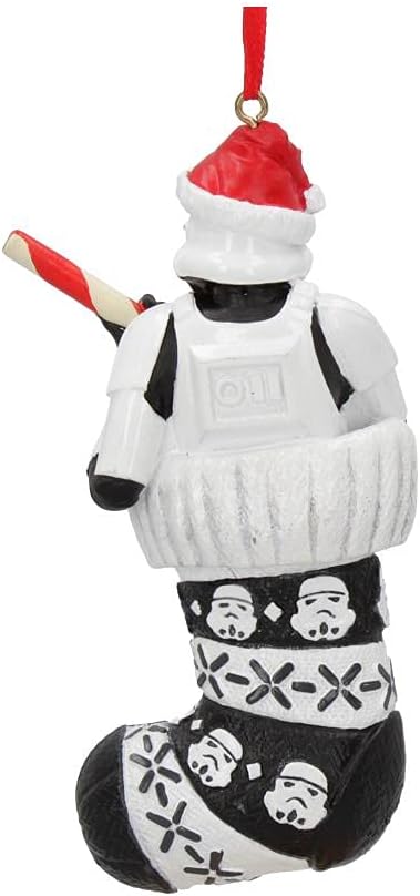 Nemesis Now B5779U1 Stormtrooper in Stocking Hanging Ornament, White, Christmas, 11.5cm