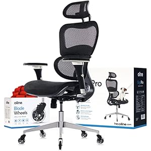 Oline ErgoPro Ergonomic Office Chair, Rolling Desk Chair with 4D Adjustable Armrest, 3D Lumbar Support, Blade Wheels, Mesh Computer Gaming Executive Swivel Chairs Chair (Black)