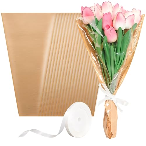 Pochette fleuriste kraft transparent pour arrangement floral de Saint-Valentin