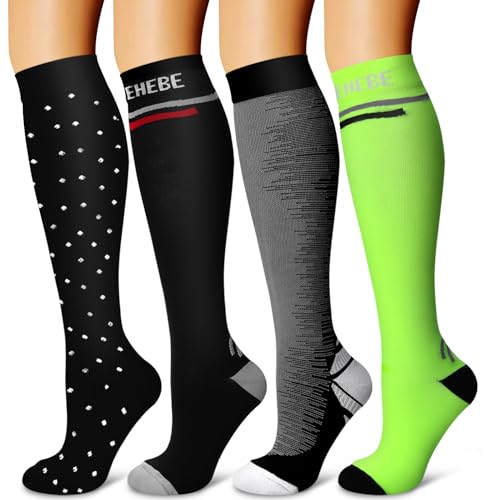 Image of Laite Hebe 4 Pairs-Compression Socks for Women&Men Circulation-Best Support for Nurses,Running,Athletic