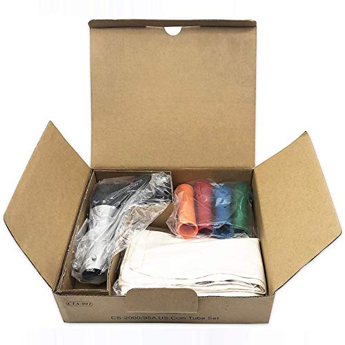 Image of Ribao Coin Tube Connector, 4 Coin Tubes and Coin Bags Set for Coin Counter and Coin Sorting Machines CS10S /CS-2000 /HCS-3300 /HCS-3500AH