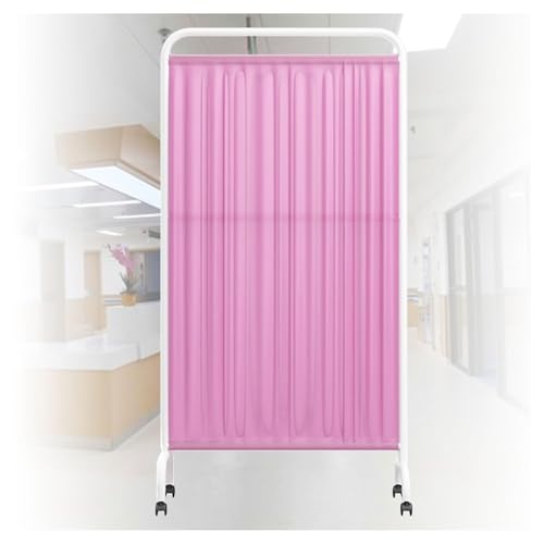 Paravent médical rose à roulettes pour séparation de cabinet