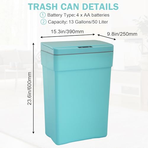Caneca de basura automática de 13 galones azul miniatura 6
