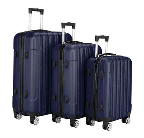 3-in-1 Suitcase Luggage Set - Large Capacity Spinner Wheels - Navy Blue Travel Carry On3