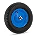 Produktbild Relaxdays Schubkarrenrad 4.80 4.00-8, luftbereift, Stahlfelge, mit Achse, Ersatzrad Schubkarre, bis 120 kg, schwarz/blau, 39 x 39 x 9 cm