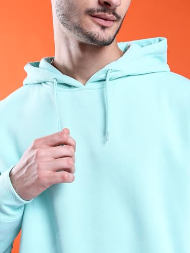 Image of The Indian Garage Co Men Regular Fit Solid Overhead Hooded Sweatshirt