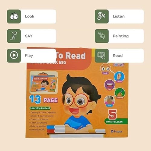 Image of Braintastic Click to Read Interactive Learning Book for Kids | Talking Study Book with Sound Buttons | Early Education Toy for Toddlers & Preschoolers (3+ Years)