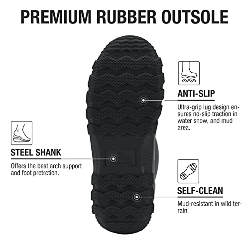 Hisea Women's Mid Calf Rain Boots Waterproof Rubber Boot For Garden Mud Working #TOP3