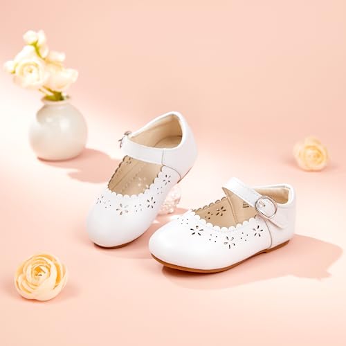 Image of PHIRAMIN Toddler Flower Girl Dress Shoes - Little Girl Mary Janes Flats Wedding