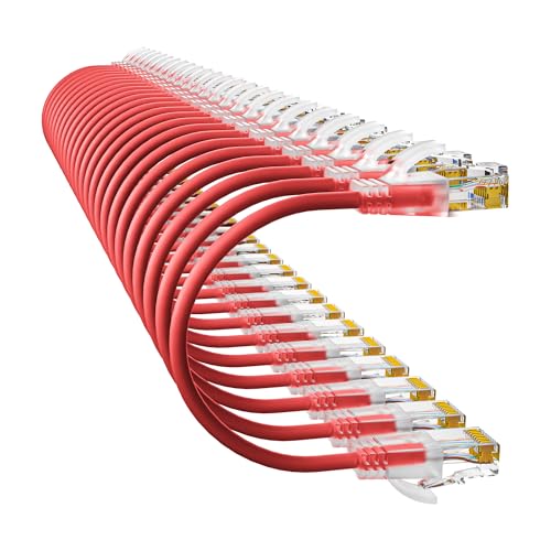 Image of Cat6a Patch Cables 0.5ft (24 Pack) Slim, Cat6 Ethernet Patch Cable Pure Copper, Flexible Cat 6 Patch Cable 550MHZ 10G, Space-Saving Cat 6A Network Cables for Patch Panel, Red