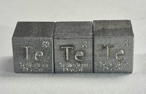 Image of 0.39 inch 10mm Tellurium Metal Cube Te up to 99.99% Pure Periodic Table Element Engraved Density Collection Science Education Display Block Cube + Acrylic Case Box - 1PC