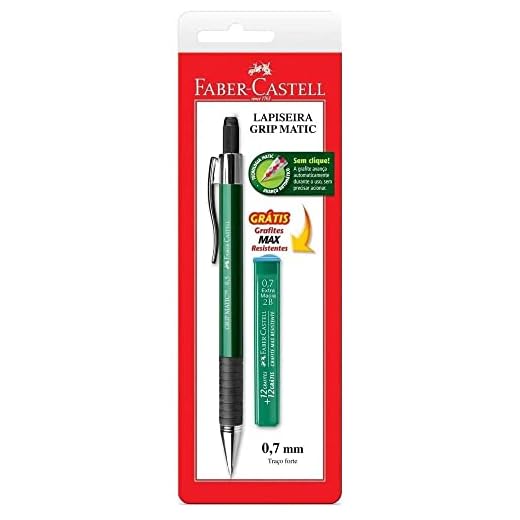 Kit Lapiseira 0.7mm com Grafite, Faber-Castell, Grip Matic Metal, SM/07GM, Cores Sortidas