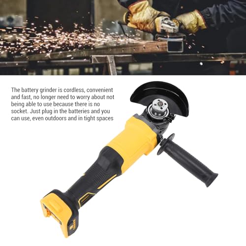 Cordless Angle Grinder, 20V 6600RPM Brushless Electric Grinder 4 Adjustable Speeds Metal Cutting Angle Grinder with Adjustable Auxiliary Handle for 4.9in Diameter Grinding Wheel