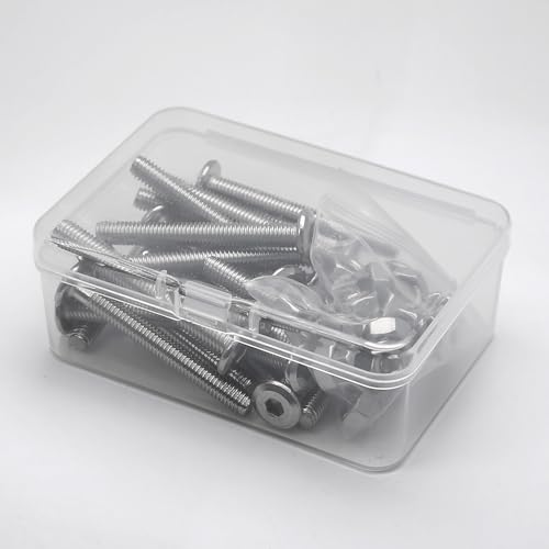 (20 pcs) M6 x 40mm Flat Round Hexagon Socket Head Screws Bolts and Nuts Set 304 Stainless Steel 18-8, Silver, M6x40mm (20 Pieces) - Image 4