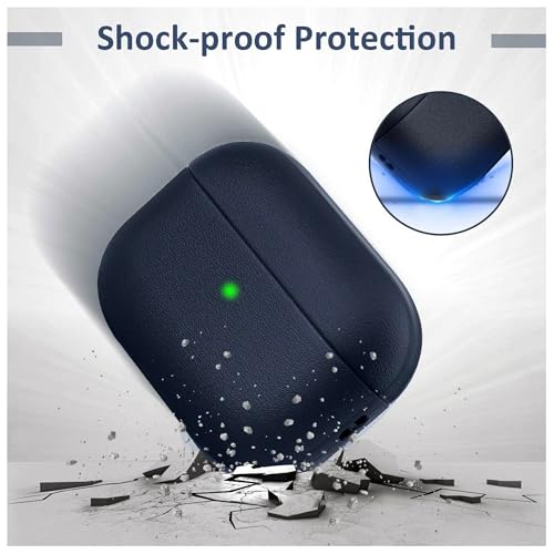 Image of YODI Case Cover for Airpods Pro|Pro 2|Airpods Pro 3|Airpods 4 Pouch, Silicone Cases with Cleaner Kit 360 Drop Protection,Shock-Resistant ((Leather-Blue), Airpods Pro 3 (2025))