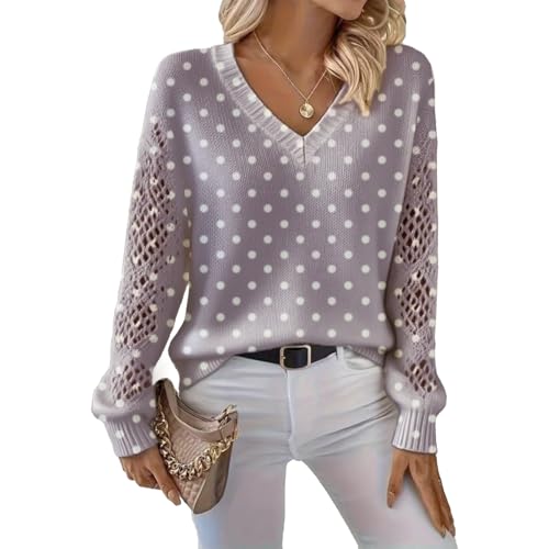 Sweater for Women Elegant Long Sleeve V Neck Lightweight Sweaters Fall Casual Pullover Trendy Vacation Clothes