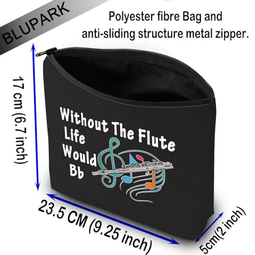 LEVLO Flutist Gift for Flute Player Without The Flute Life Would Bb Cosmetic Bag Flute Teacher Gift (Without Flute-BK) - Image 2