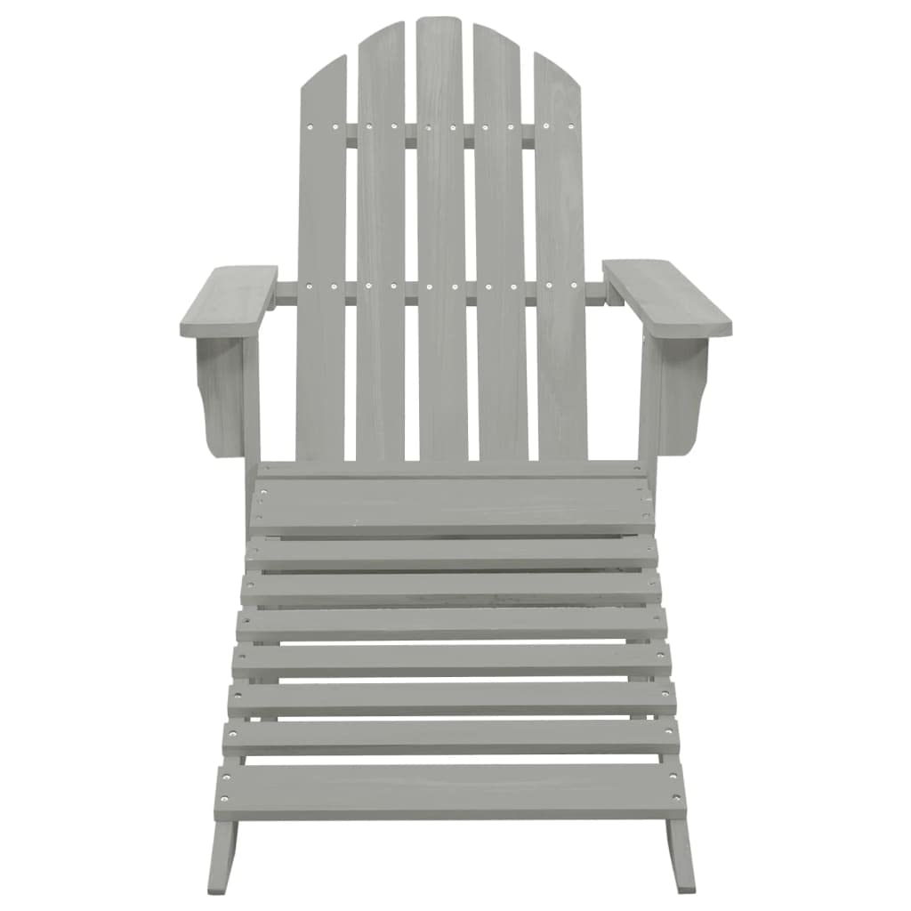 vidaXL Silla de Jardín con Otomana de Madera Mobiliario Exterior Terraza Muebles de Exteriores Jardín Patio Resistente a la Intemperie Resistente Gris