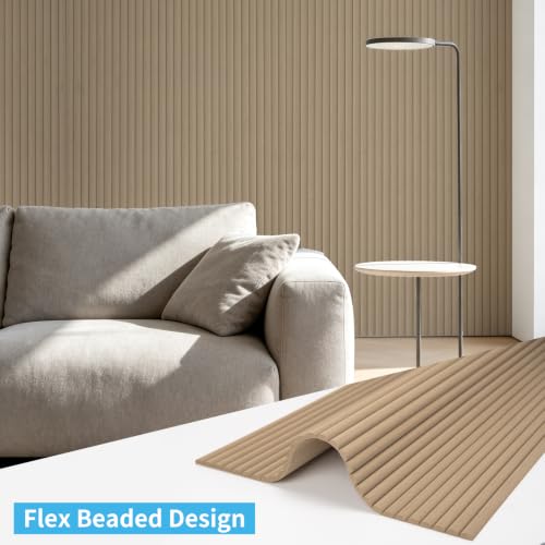 Image of Art3d Roll-Flat Beaded Wood Slat Wall Panel, 1-Pack, 94.5 x 23.6 in, Raw