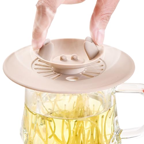 Demsyeq Tapa de silicona para taza de café, cubierta antipolvo de silicona con agujero para pajita, cubierta en forma de, protector para beber que se adapta a todos los tamaños de taza, hogar