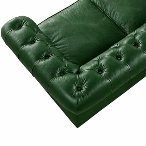 Image of UMAR ARTS Luxury Chesterfield Leatherate Sofa Set, Tufted Genuine Leatherate, Classic Living Room Furniture (1 Seater Green)