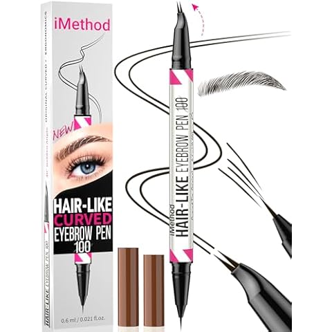 iMethod Curved Eyebrow Pen - Eyebrow Pencil 2-in-1 Dual-Ended Eyebrow Pen with Curved Tip and Precise Brush-Tip, Microblading Eyebrow Pen for Natural Hair-Like Brows, Long Lasting, Black Brown Cover