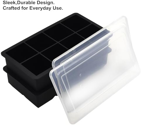 Bangp Large Ice Cube Tray for Whiskey,2 Pack Stackable Big Ice Cube Molds Make 16 Big Whiskey Ice Cubes,Easy Release Square Ice Cube Maker for Cocktails,Whiskey,Soups and Frozen Treats - Thumbnail 2