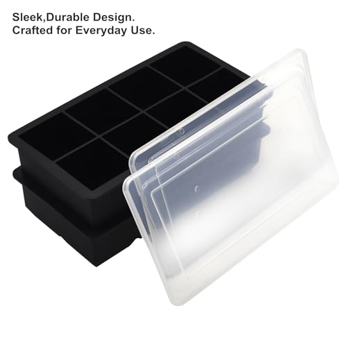 Image of Bangp Large Ice Cube Tray for Whiskey,2 Pack Stackable Big Ice Cube Molds Make 16 Big Whiskey Ice Cubes,Easy Release Square Ice Cube Maker for Cocktails,Whiskey,Soups and Frozen Treats