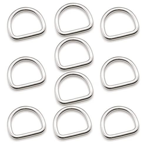 Image of 10 Pcs 304 Stainless Steel Heavy Duty Welded D Ring Solid Metal D Rings for Camping Belt, Dog Leashes Hardware