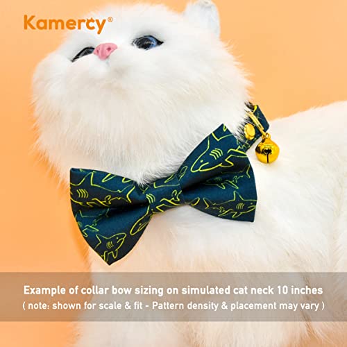 Kamercy Cat Collars Bow, Navy Shark Cat Collars Bow With Charms And Bell, Safety Breakaway Cat Collar, Cute Cat Outfits, 6-10 Inches #TOP5