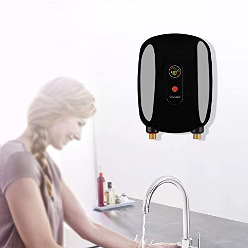 Mini Water Heater, Electric Tankless Water Heater 3000W Instant Hot Water Heater With Lcd Display For Home Kitchen Washing Us Plug 110V (Black) #TOP5