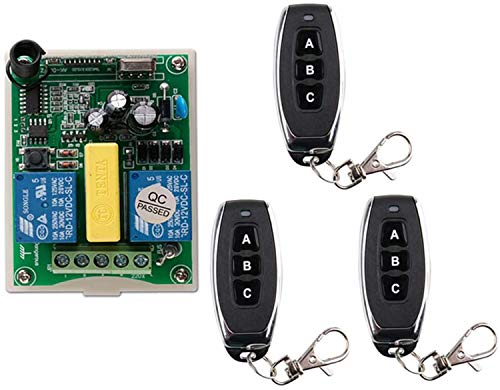 AC 220VAC RF 2 canaux télécommandé sans fil 1 récepteur + 3 transmetteurs pour porte de garage de tuyau Kit Radio Contrôleur de Moteur Treuil Électrique...