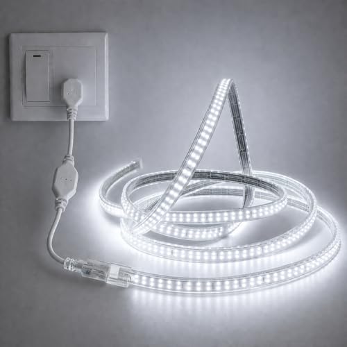 Image of 10 Meter LED Strip Light with Connector | Flexible Decorative Rope Light for Home, Bedroom, TV Backlight, Ceiling, Party & Festival Decoration (White, 10 Meter)
