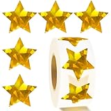 Gold Star Stickers for Kids Reward,Self-Adhesive Good Foil Star Stickers,Glitter Star Stickers Large 1 Inch,Holographic Stickers Chart for Kids Behavior,Students Teacher School Classroom 500 Pcs