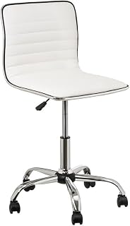 Silla de Escritorio Blanca de Polipiel y Metal con Ruedas 54x52x97 cm
